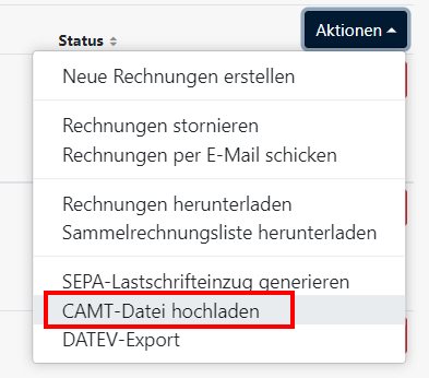 Buchhaltung - Kontenabgleich CAMT Datei hochladen