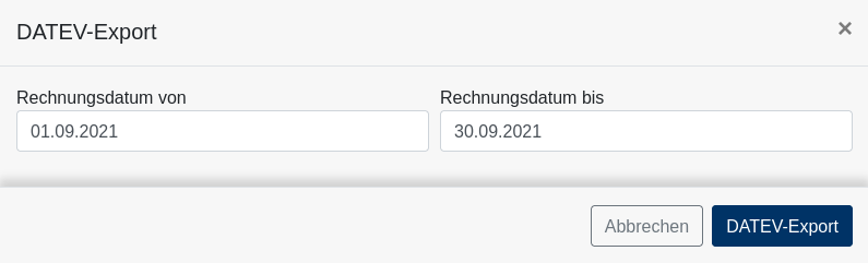 Datev Export Auswahlmaske