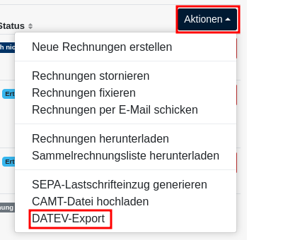 DATEV-Export Menü