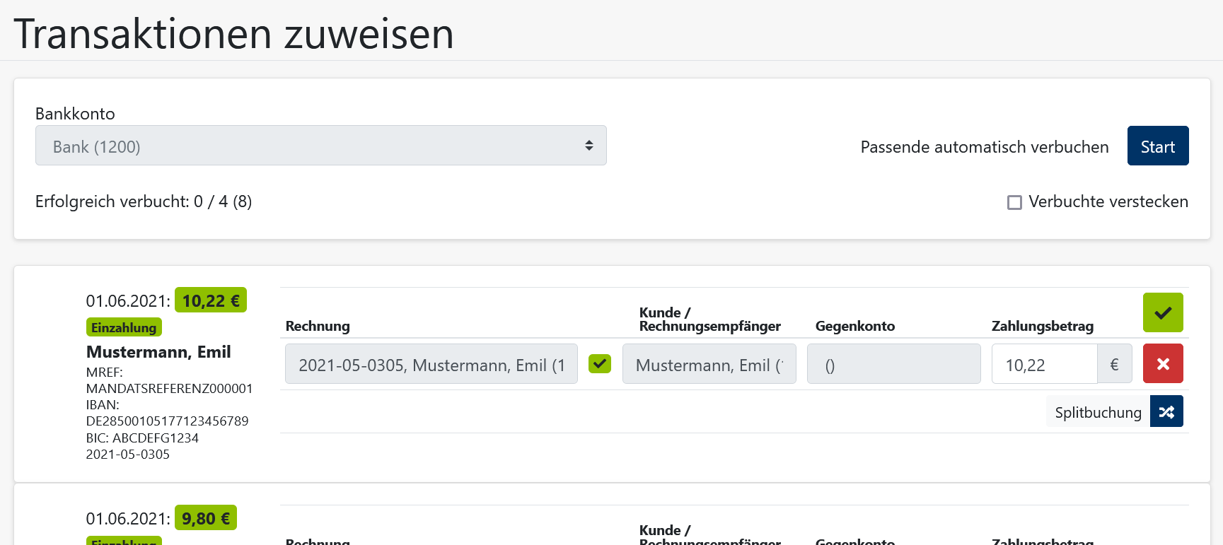 Buchhaltung - Transaktionen zuweisen