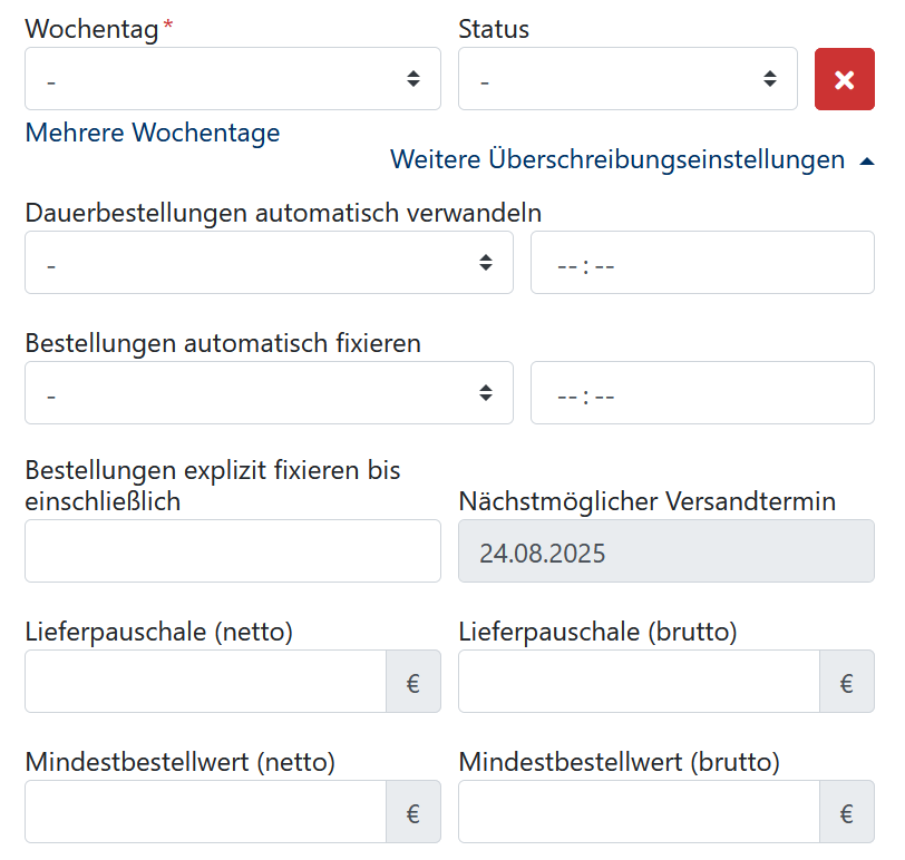Wochentagsüberschreibung konfigurieren