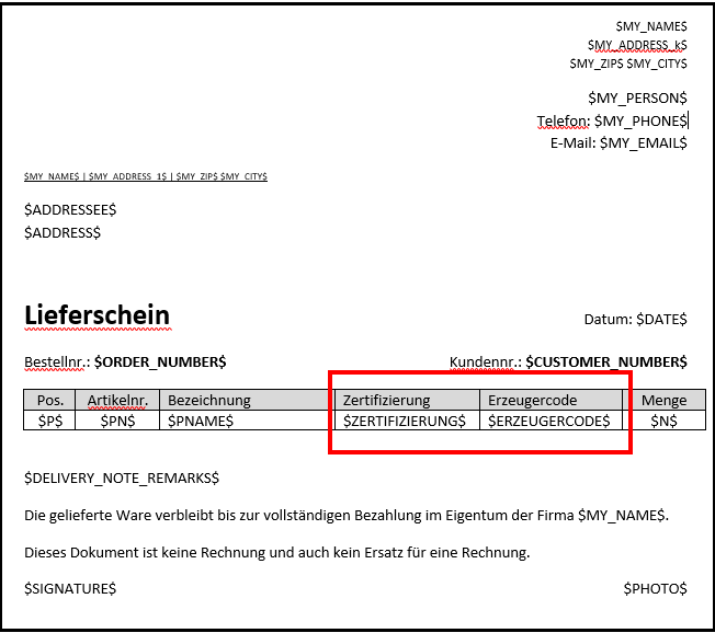 Formatvorlage Schlüssel-Wert-Paare