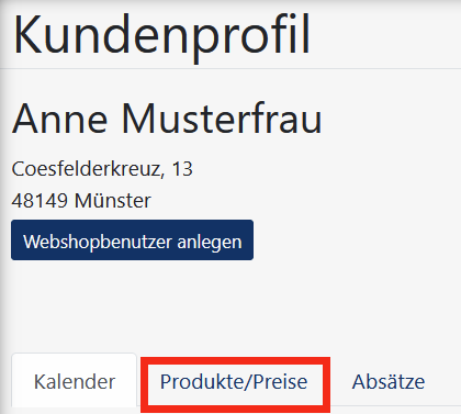 Kundenprofil - Produktüberschreibung