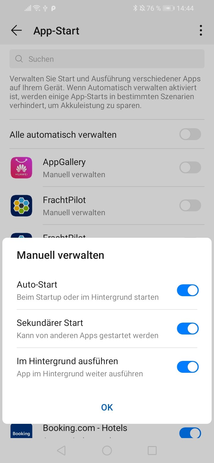 Liefer-App Huawei Systemmanager