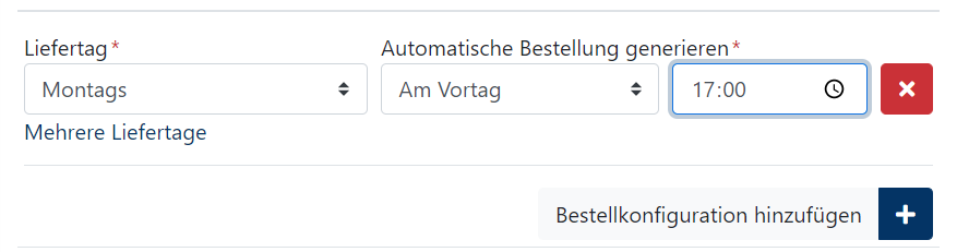 Lieferant Beispiel automatische Bestellung