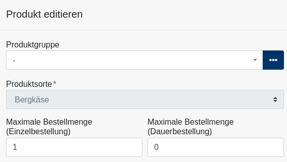 Produktanlage - Editieren