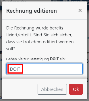 Rechnung editieren - DoIT Formular