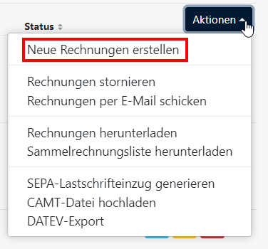 Rechnung erstellen - Aktion