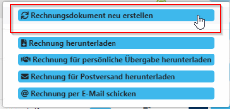 Rechnung neu erstellen - Aktion