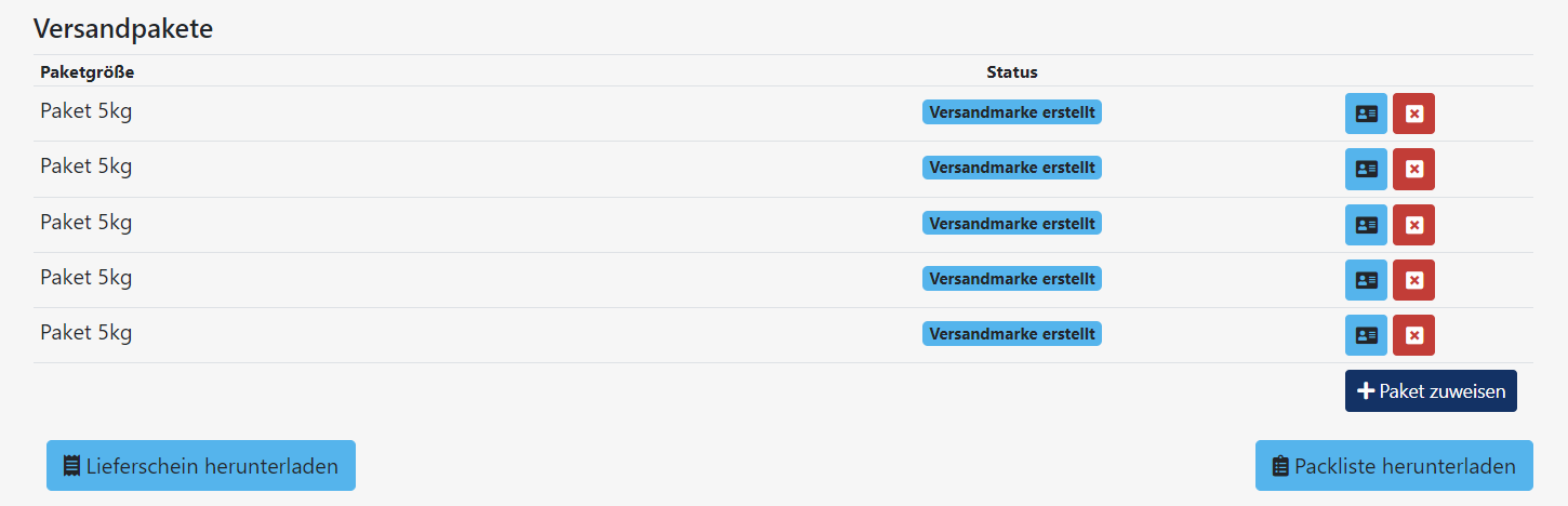 Paketversand - Kommissionierung Auswahl Versandpakete