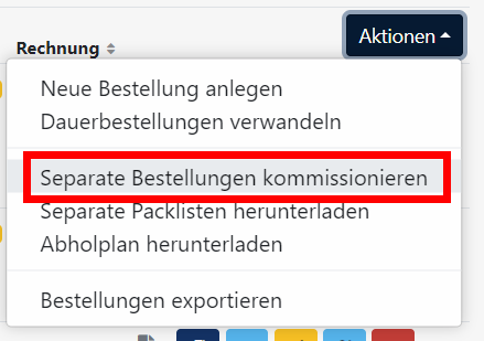 Paketversand - Separate Kommissionierung