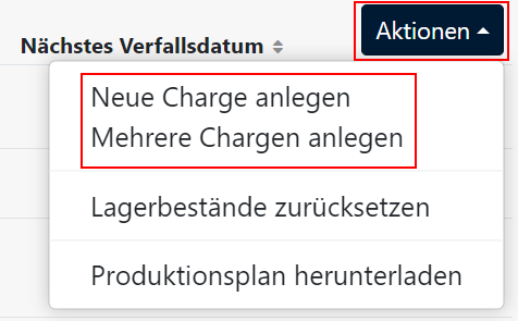 Warenwirtschaft - Charge anlegen